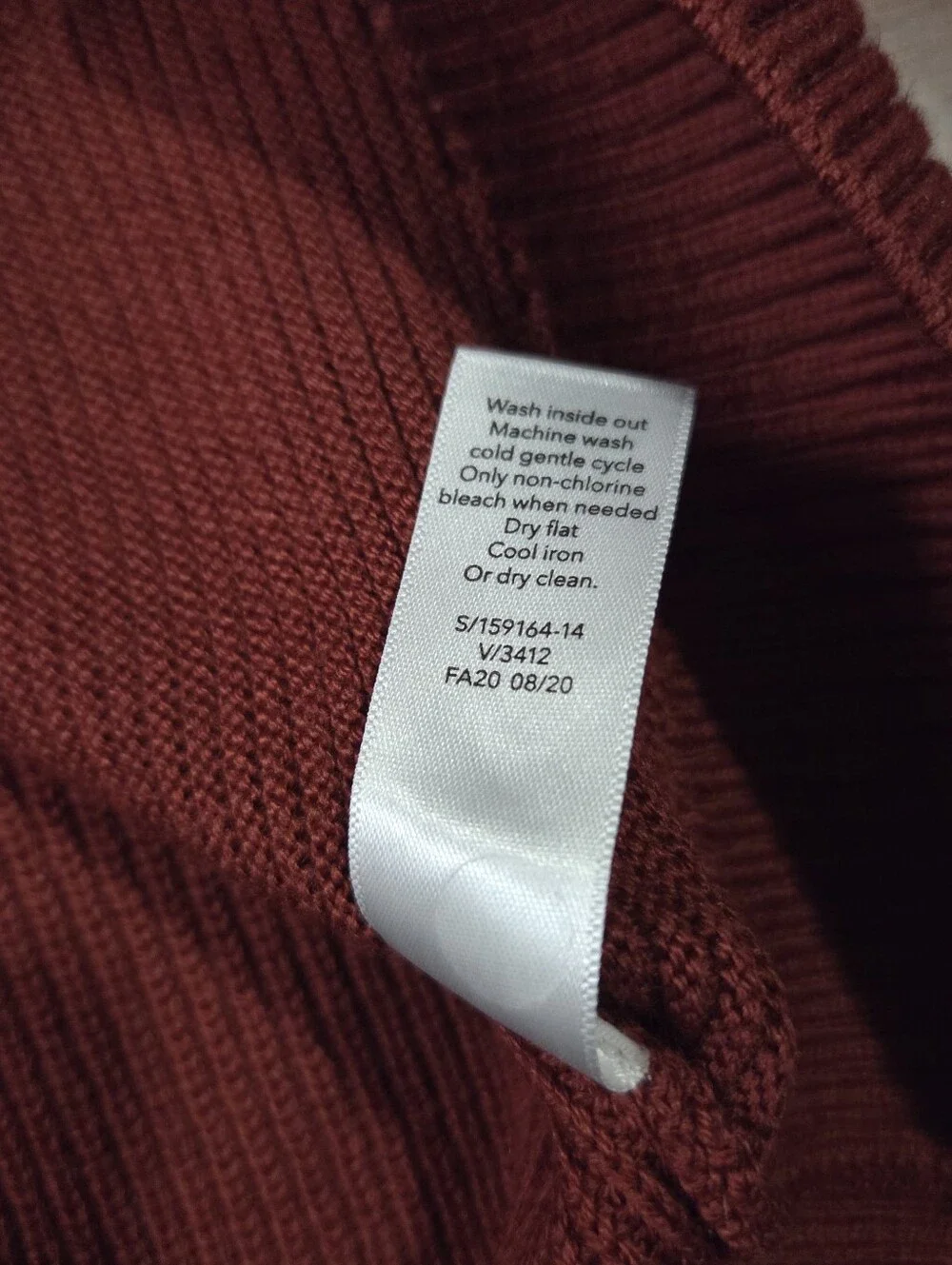 Athleta Hanover V-Neck Ribbed Sweater, Brick Red, M